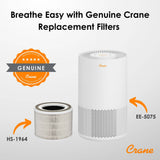 Crane USA - Crane True HEPA Air Purifier, 250 Sq Ft, Timer, Child Lock