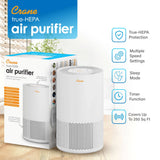 Crane USA - Crane True HEPA Air Purifier, 250 Sq Ft, Timer, Child Lock