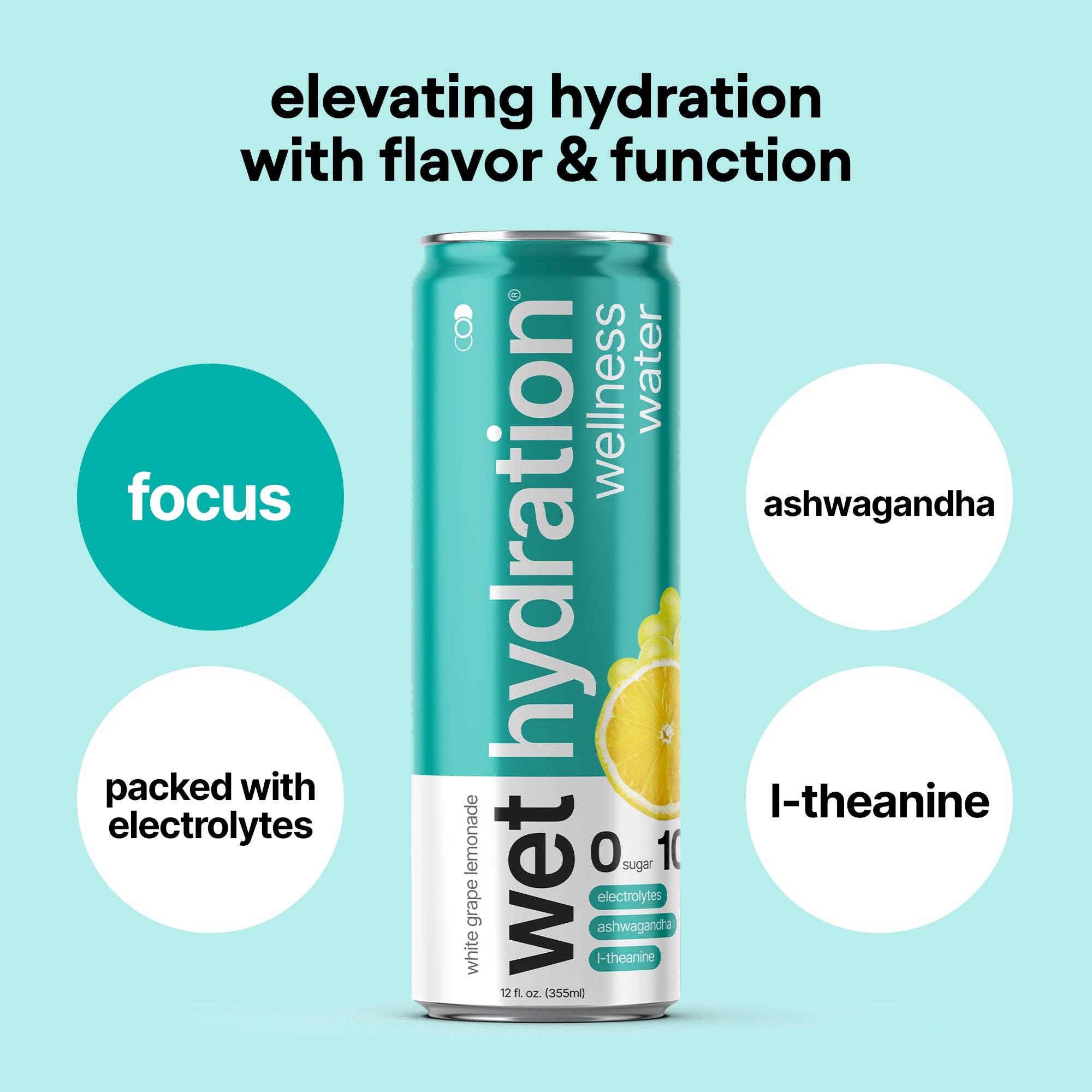Wet Hydration - White Grape Lemonade 12 Pack